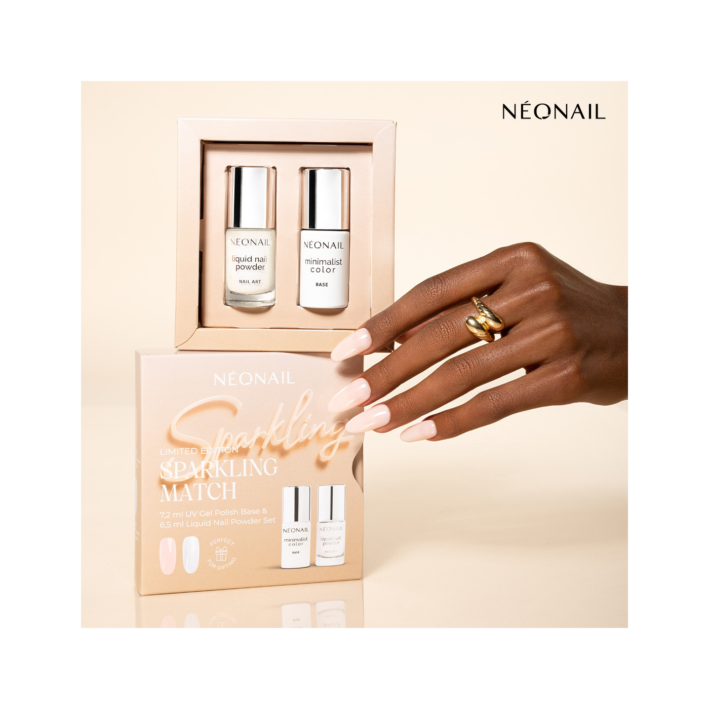 Sparkling Match Set - UV Gel Polish Base & 6,5 ml Liquid Nail Powder