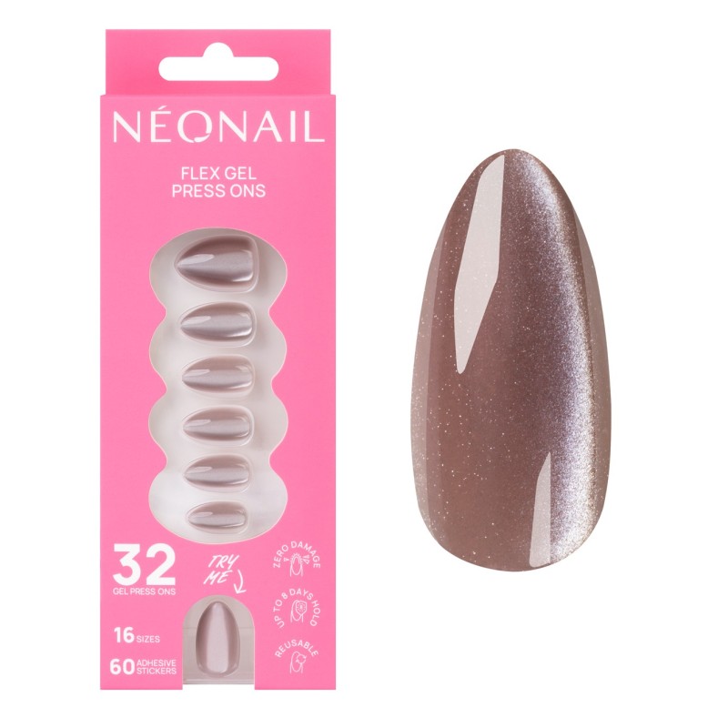 Flex Gel Press Ons 32 pc – Blush Cateye Medium Almond | NEONAIL Flex Gel Press Ons 32 pc – Blush Cateye Medium Almond | NEONAIL