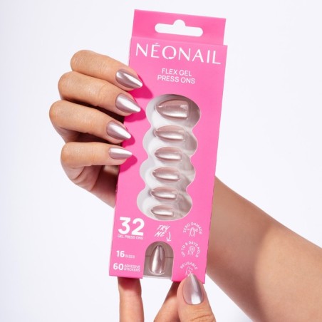Flex Gel Press Ons 32 pc &ndash; Blush Cateye Medium Almond | NEONAIL