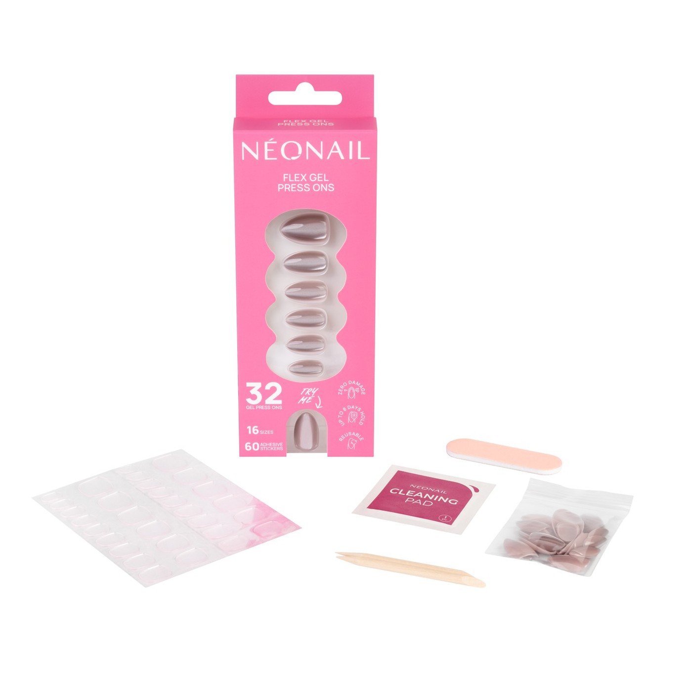 Flex Gel Press Ons 32 pc – Blush Cateye Medium Almond | NEONAIL Flex Gel Press Ons 32 pc – Blush Cateye Medium Almond | NEONAIL