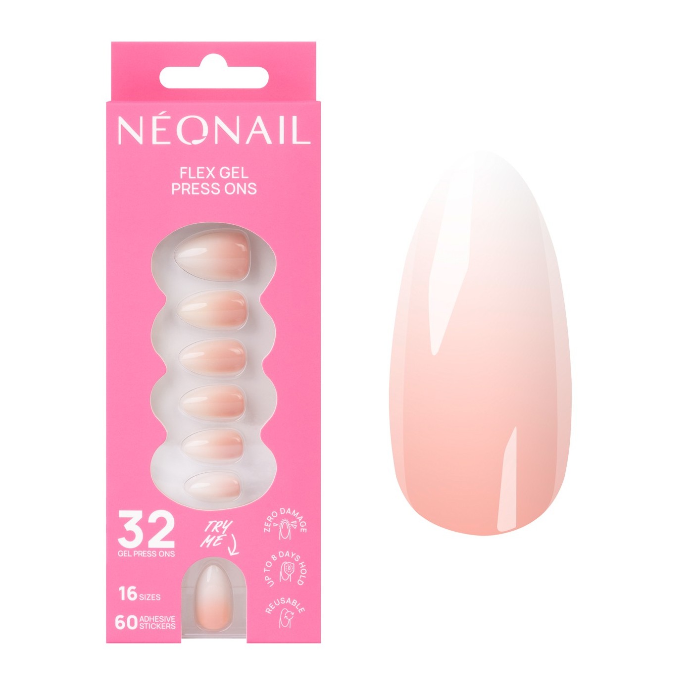Flex Gel Press Ons 32 pc – Baby Boomer Rose Medium Almond | NEONAIL Flex Gel Press Ons 32 pc – Baby Boomer Rose Medium Almond | NEONAIL