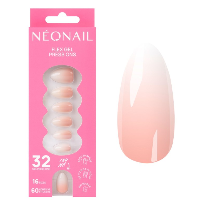Flex Gel Press Ons 32 pc – Baby Boomer Rose Medium Almond | NEONAIL Flex Gel Press Ons 32 pc – Baby Boomer Rose Medium Almond | NEONAIL
