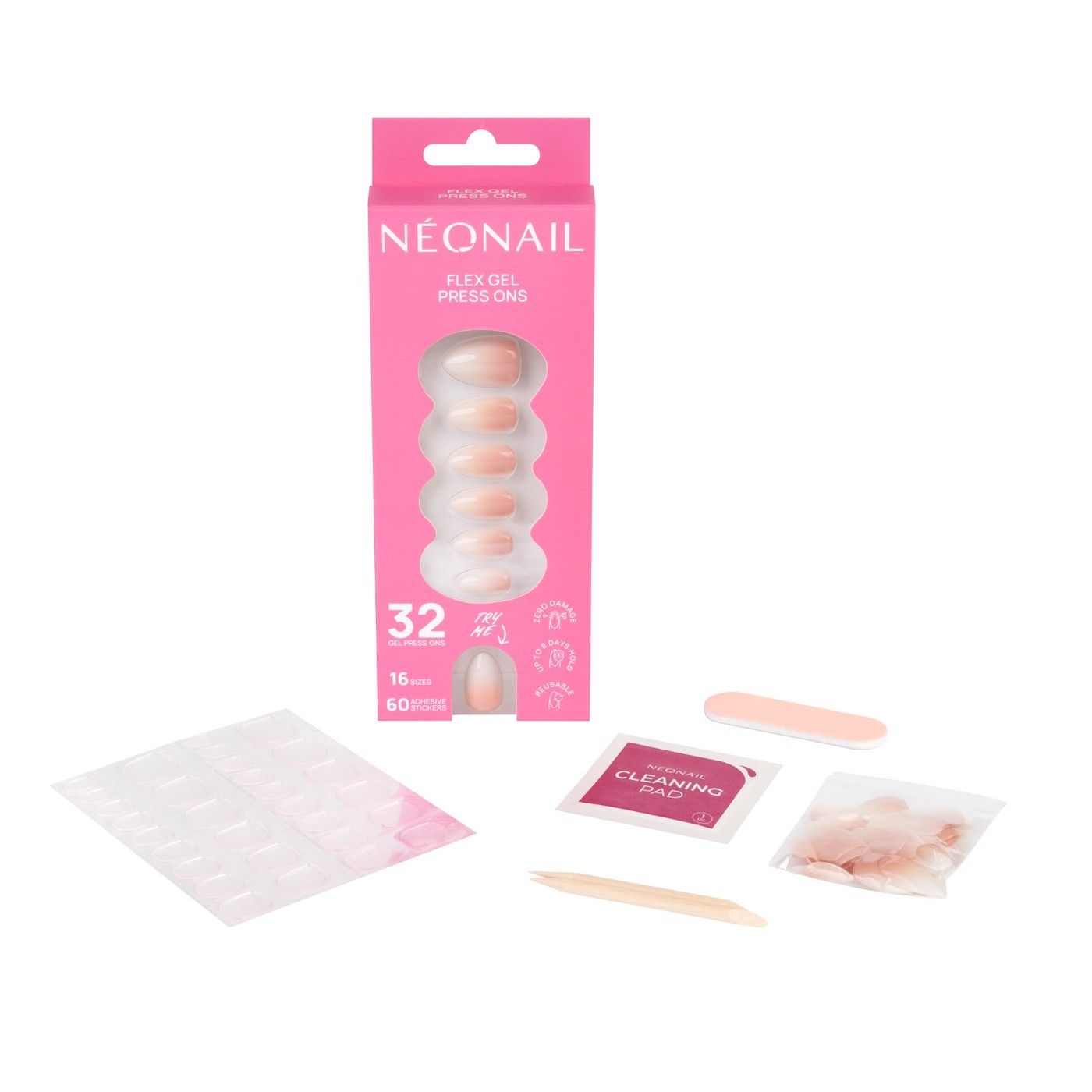 Flex Gel Press Ons 32 pc – Baby Boomer Rose Medium Almond | NEONAIL Flex Gel Press Ons 32 pc – Baby Boomer Rose Medium Almond | NEONAIL