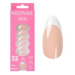 Flex Gel Press Ons 32 pc – Perfect French Medium Almond | NEONAIL Flex Gel Press Ons 32 pc – Perfect French Medium Almond | NEONAIL