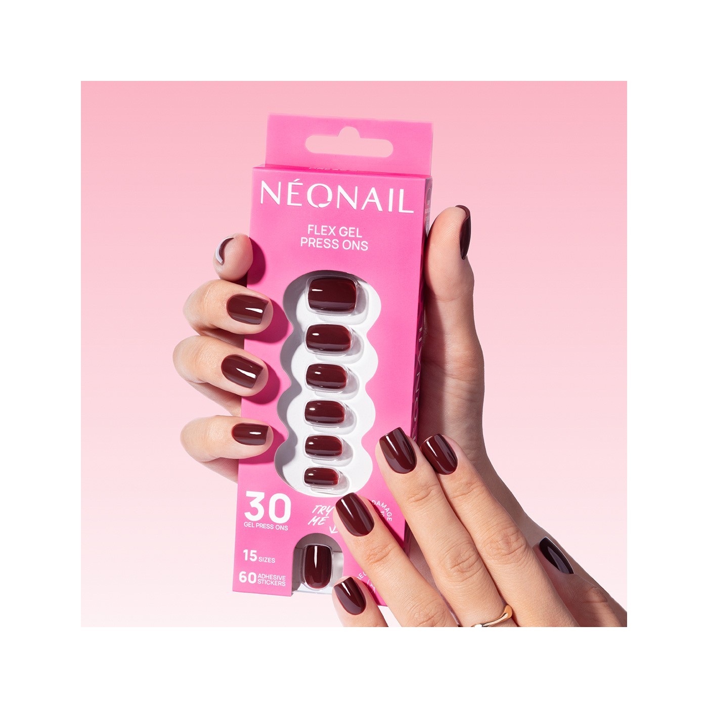 Flex Gel Press Ons 30 pc – Merlot Short Square | NEONAIL Flex Gel Press Ons 30 pc – Merlot Short Square | NEONAIL
