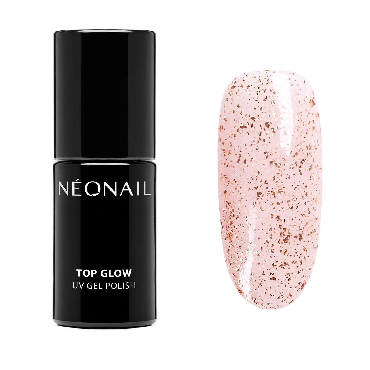 Gellak 7,2 ml - Top Glow Rose Gold Flakes