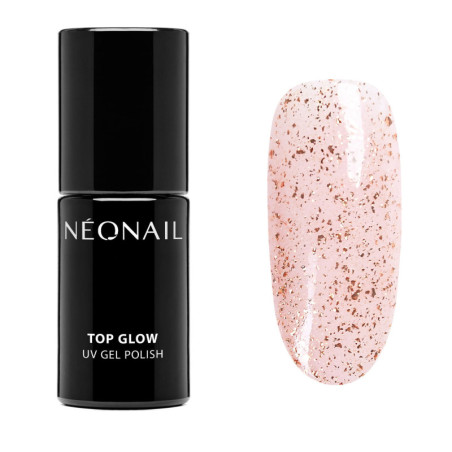 Gellak 7,2 ml - Top Glow Rose Gold Flakes